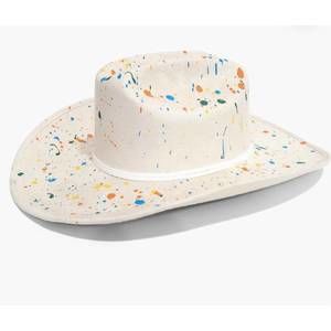 NEW AB.LINO desert lily confetti cowboy hat in ivory splatter paint